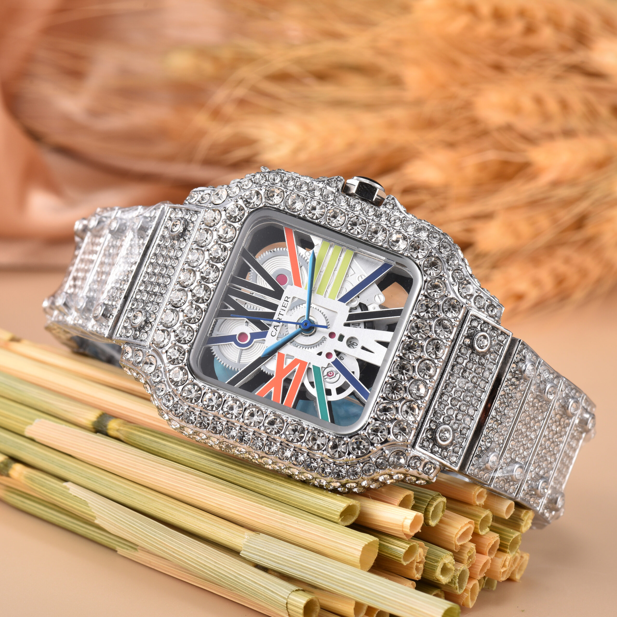 Cartier Skeleton Moissanite Diamond Men's Watch - Image 4