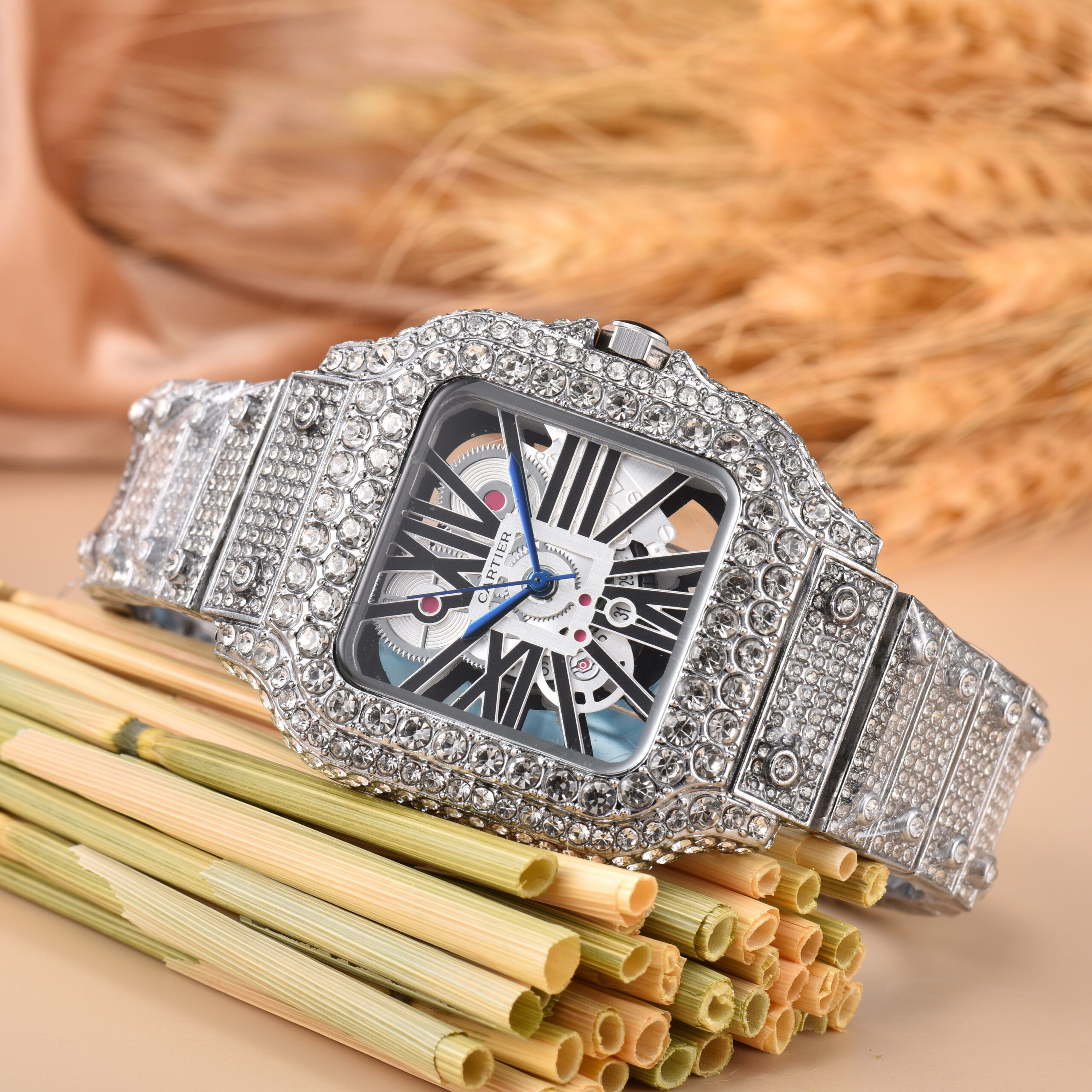 Cartier Skeleton Moissanite Diamond Men's Watch - Image 2