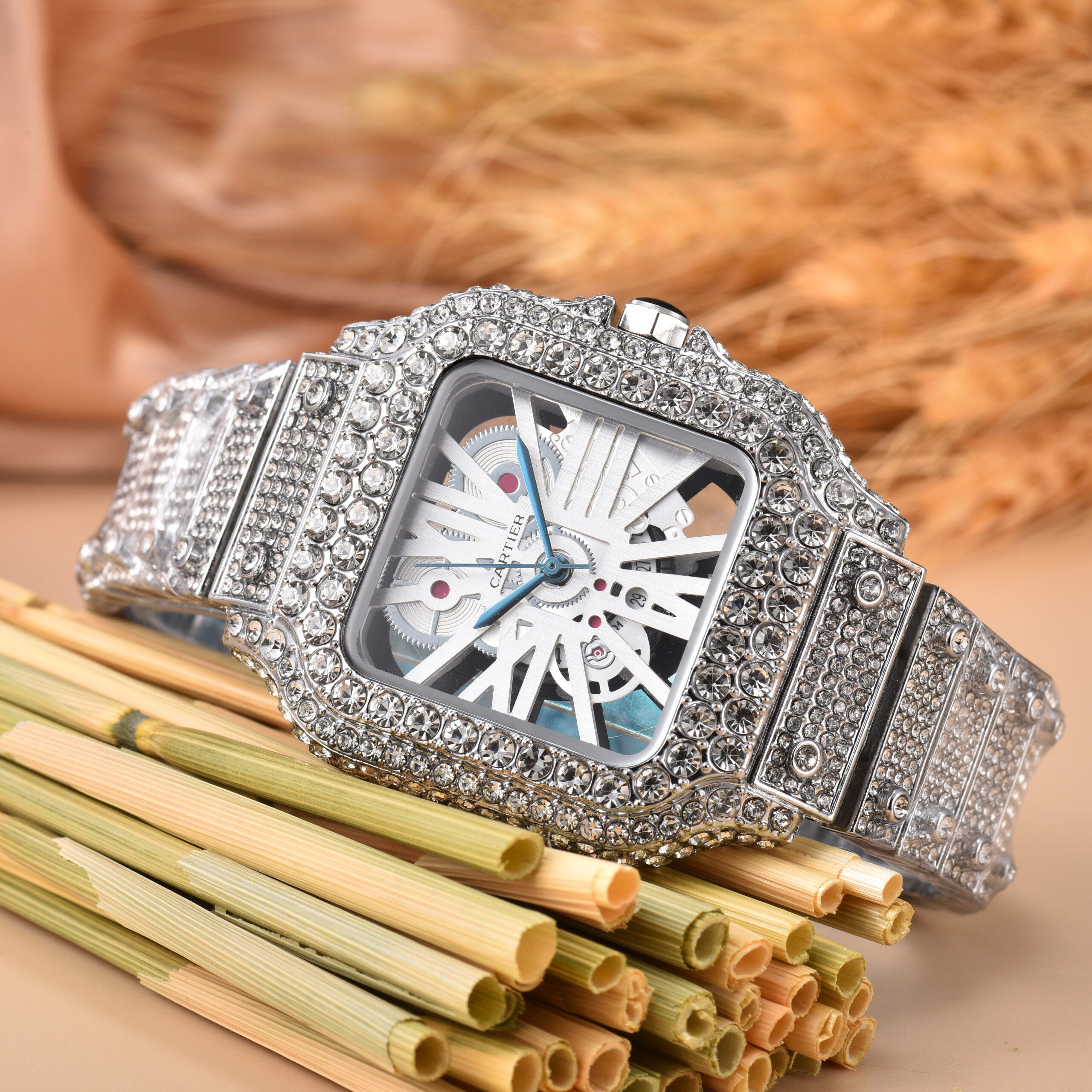 Cartier Skeleton Moissanite Diamond Men's Watch - Image 3